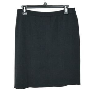 Laurel Escada Sweater Skirt Womens 8 US 40 EU Gray Black Wool Knit Pull On Vtg